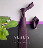 ست کراوات بنفش بادمجانی ساده