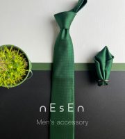 ست کراوات سبز زمردی ساده